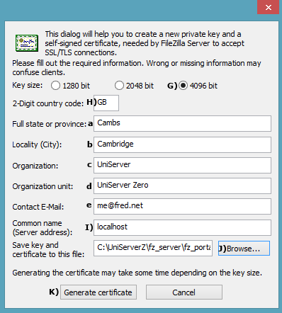 FileZilla Cert details